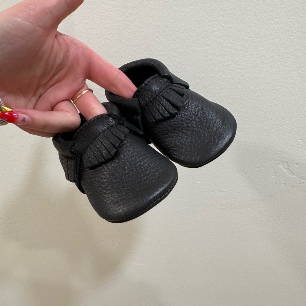 Black Leather Baby Moccasins